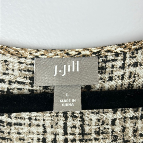 J.Jill Tan and Brown Relaxed Long Sleeve Blouse Size Large - Picture 3 of 9
